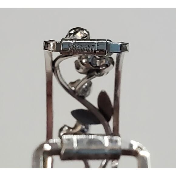 Vintage Krementz White Gold Plated Clear Rhinestone Flower Cuff Bracelet - Picture 4 of 6